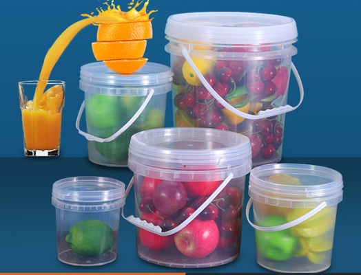 دلو طعام بلاستيكي PP/HDPE مع طباعة IML أو النقل الحراري أو طباعة الشاشة