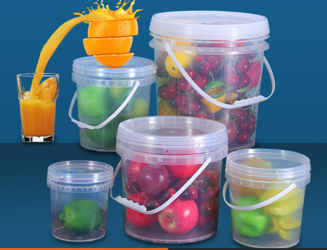 دلو طعام بلاستيكي PP/HDPE مع طباعة IML أو النقل الحراري أو طباعة الشاشة