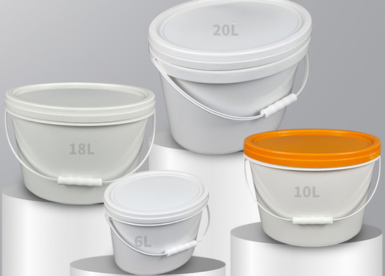دلو بلاستيك بيضاوي قابل للتخصيص PP / HDPE مع IML أو النقل الحراري أو طباعة الشاشة