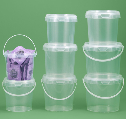 علبة دلو الطعام من البلاستيك PP/HDPE متوفرة بيضاء مع غطاء