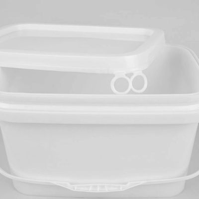 5L PP أداة تخزين دلو أبيض مربع دلاء بلاستيكية مستطيلة